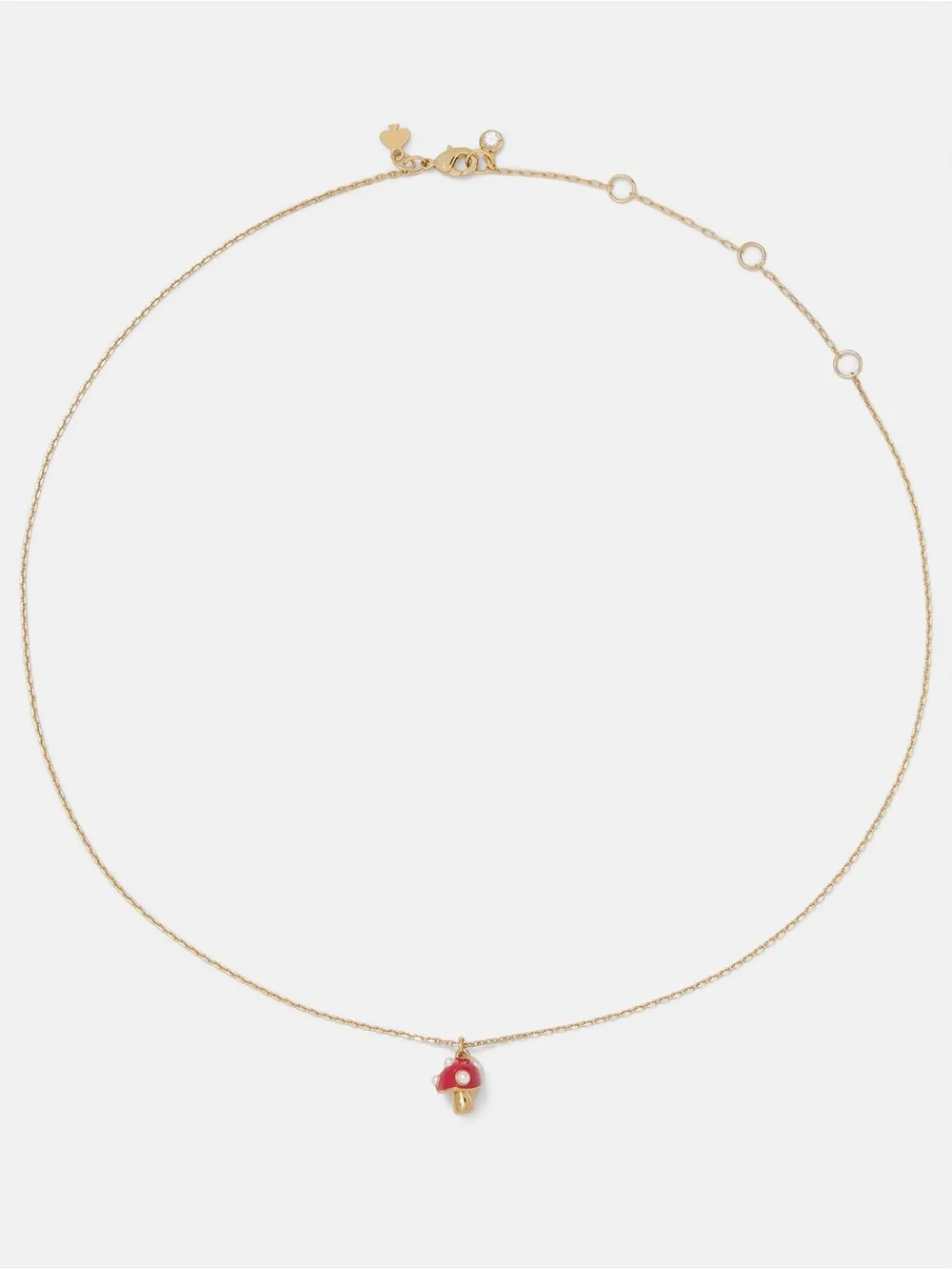 kate spade Gold Necklace with red Mushroom Charm